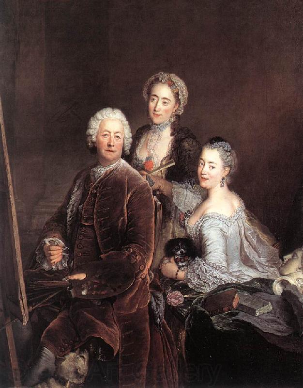 PESNE, Antoine Self-portrait with Daughters sg France oil painting art